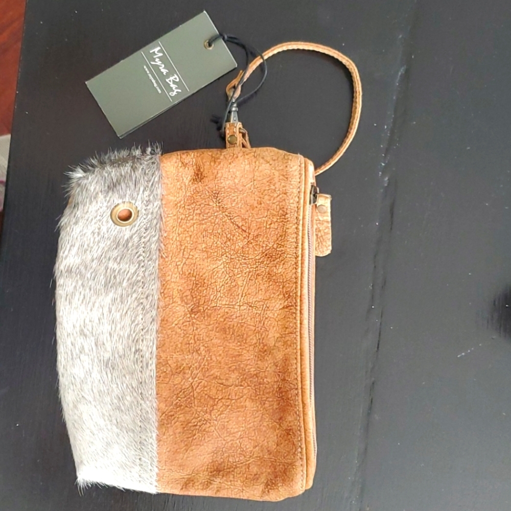 Myra Bag downgrey hair pouch wristlet brand new